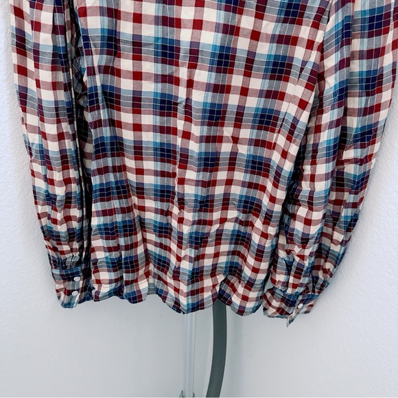 NWT DÔEN Harlow Plaid Blouson-Sleeve Blouse - Picture 9 of 11